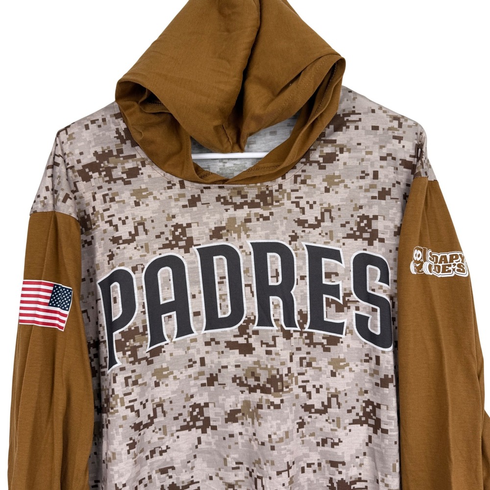 San Diego Padres Soapy Joes‎ Hoodie Mens Large Brown Digital Camo Baseball Shirt